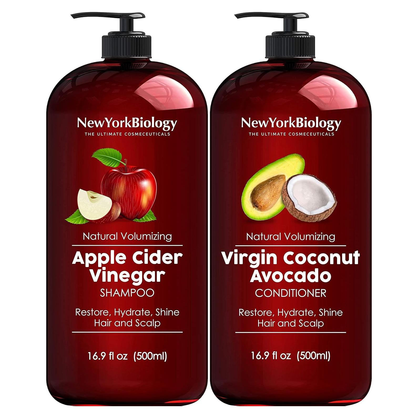 Set de Champú y Acondicionador New York Biology 500ml - Vinagre de Sidra de Manzana y Aceite de Coco