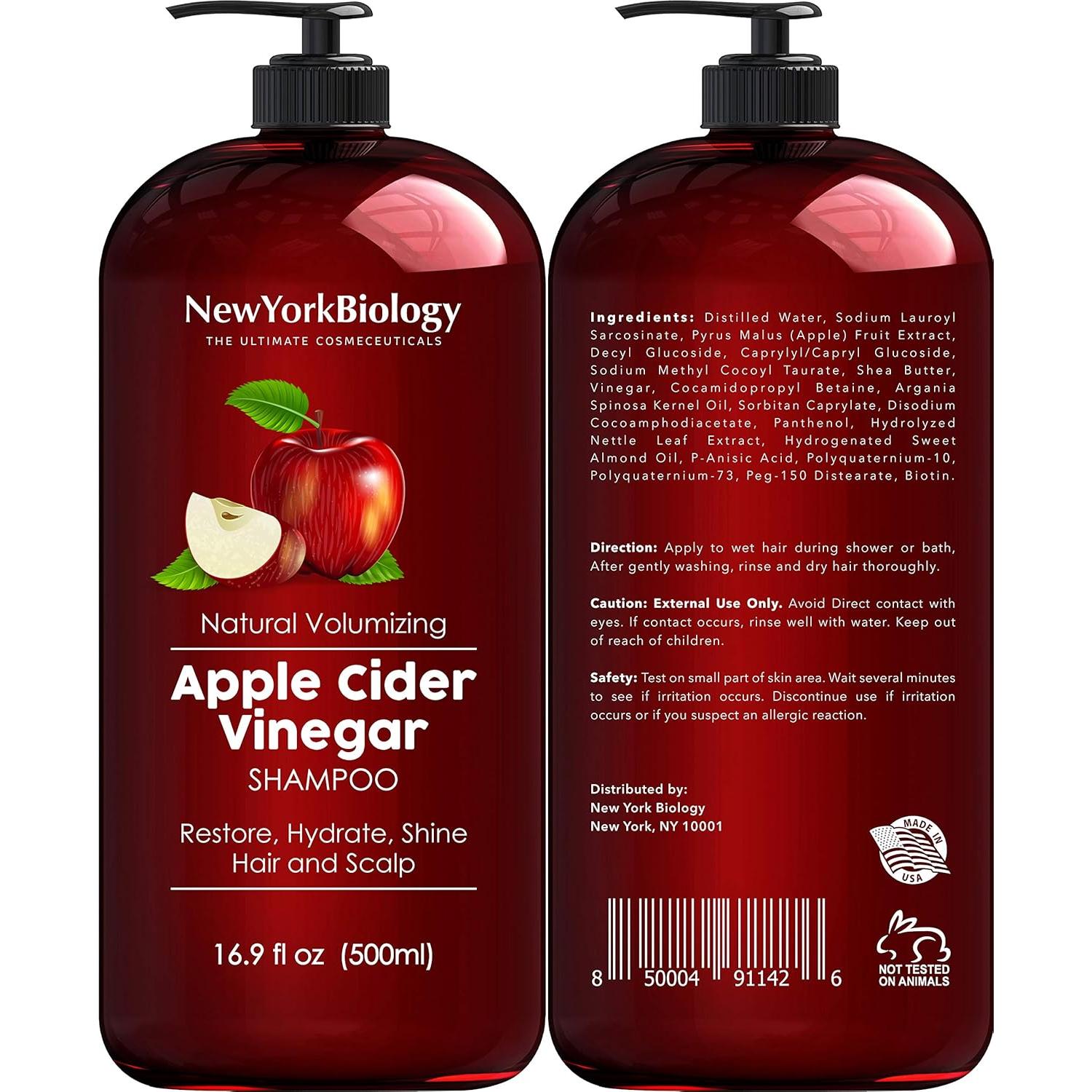 Set de Champú y Acondicionador New York Biology 500ml - Vinagre de Sidra de Manzana y Aceite de Coco