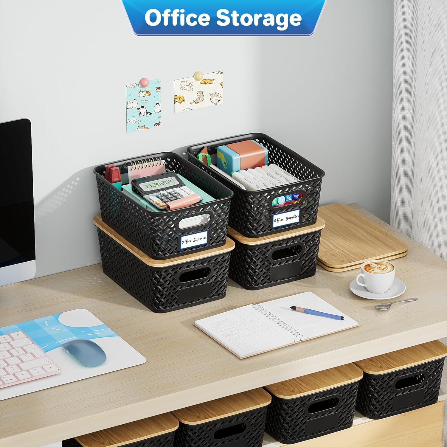 8 Contenedores de Almacenamiento Plástico Anysig con Tapas Bambú