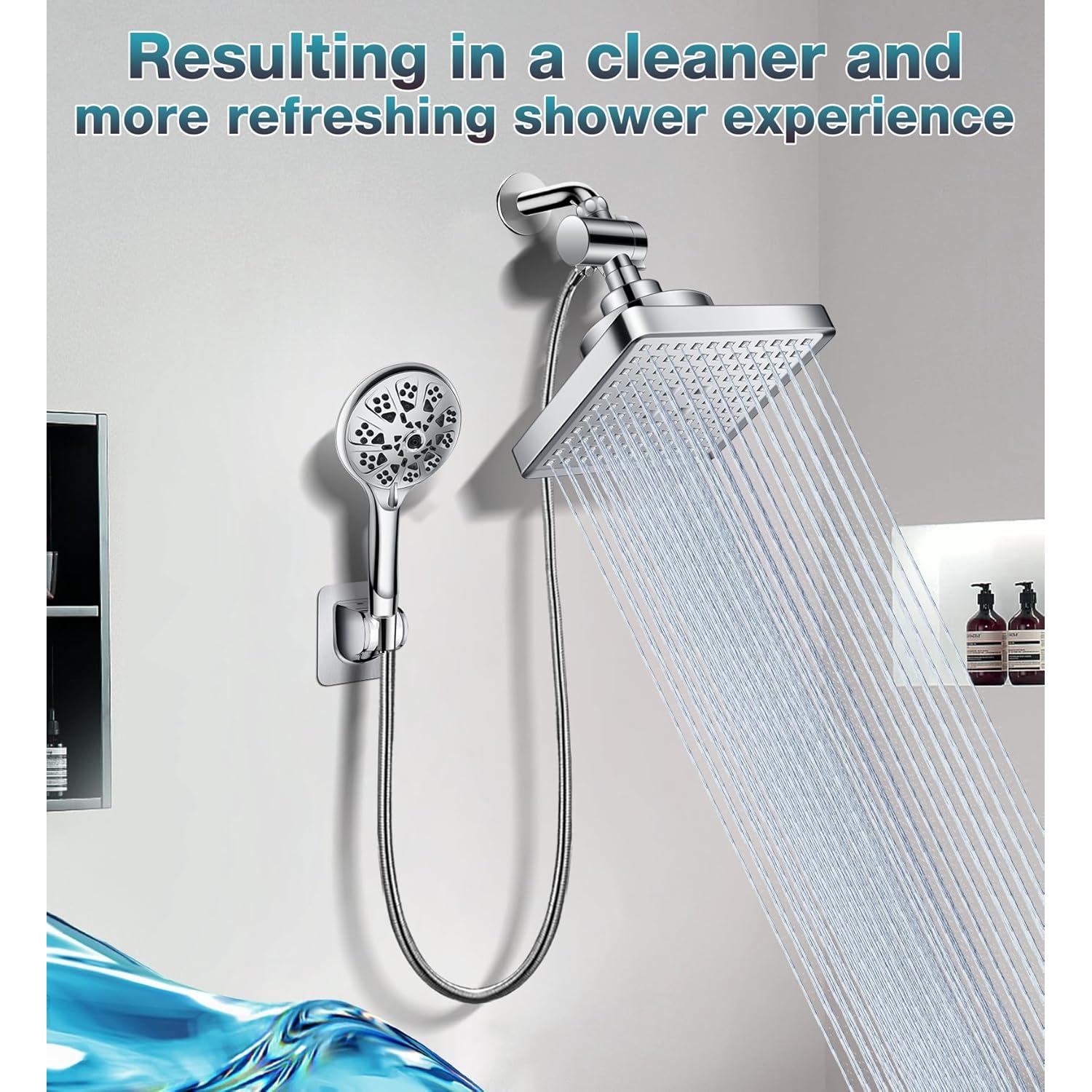 Combo Cabezal de Ducha Filtrado Doble Beekim 6" Lluvia 10 Modos