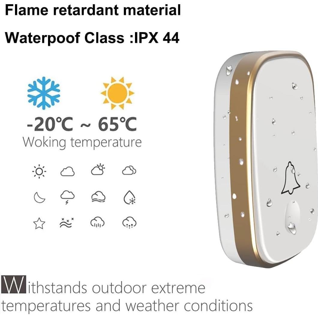 Timbre Inalámbrico AKK 1000ft 52 Tonos 5 Niveles de Volumen