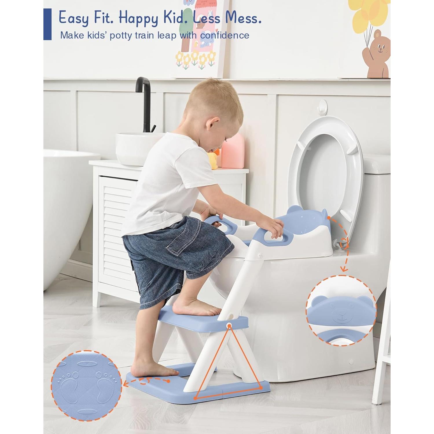 Asiento de Entrenamiento para Baño Forbena Azul con Escalera