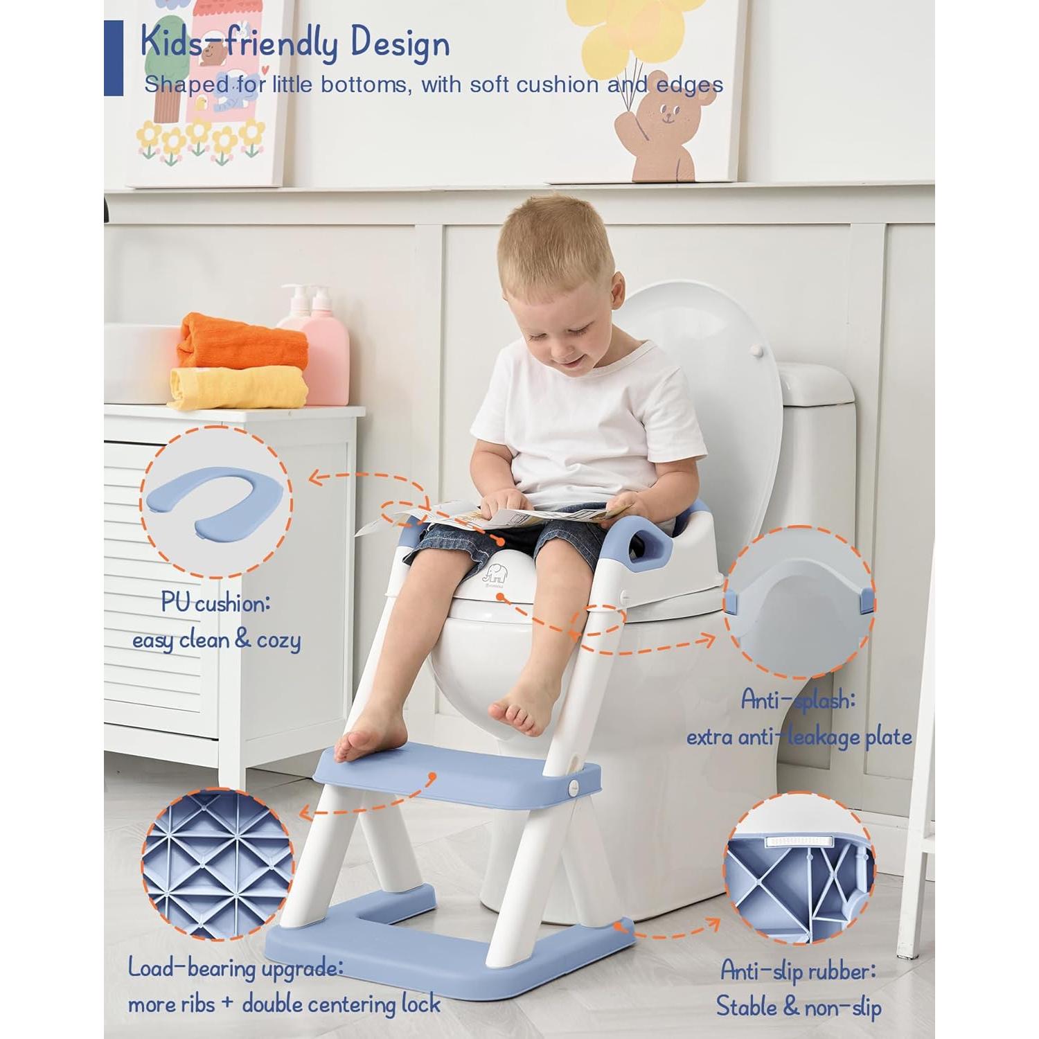 Asiento de Entrenamiento para Baño Forbena Azul con Escalera