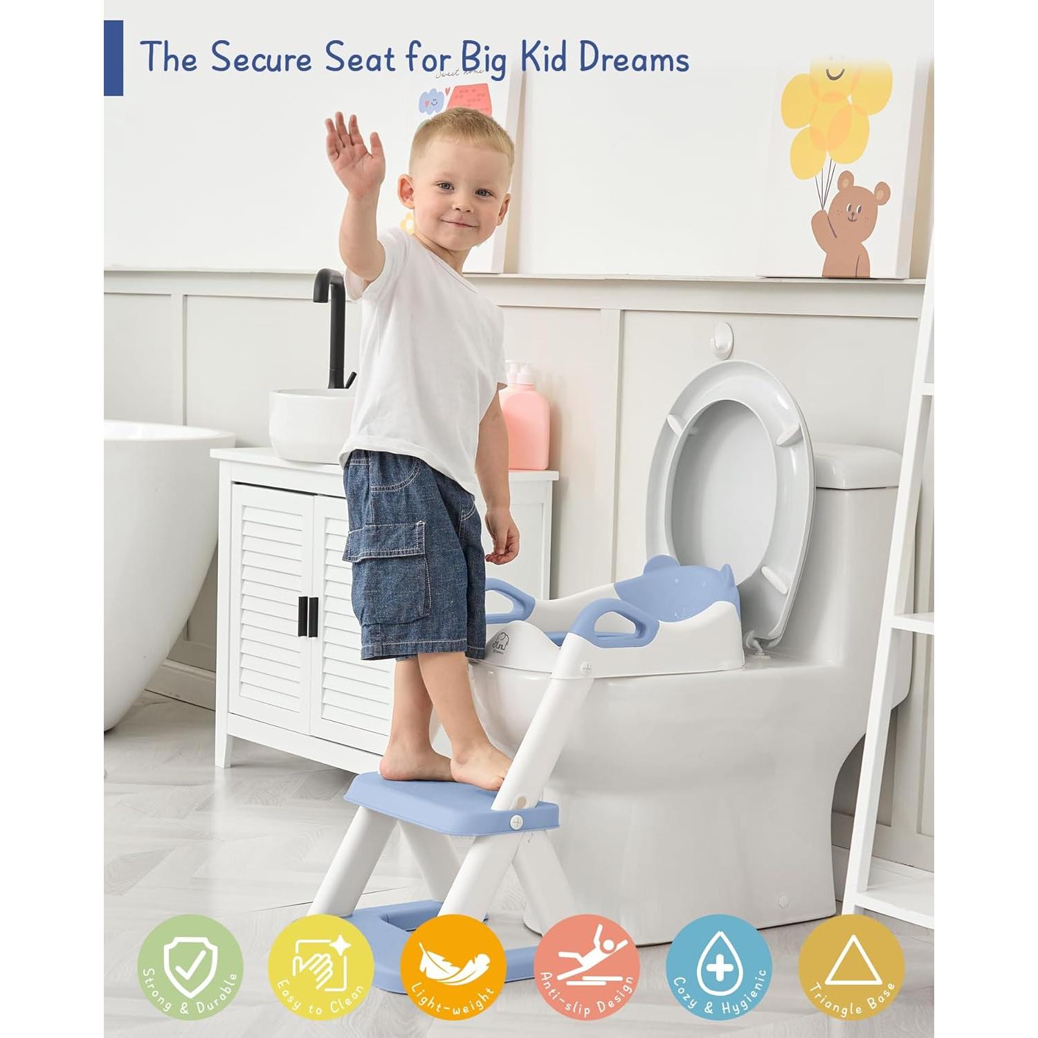 Asiento de Entrenamiento para Baño Forbena Azul con Escalera