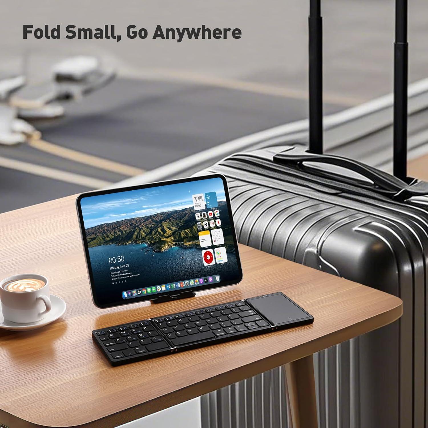 Teclado Bluetooth Plegable Msin-Store con Touchpad, Negro