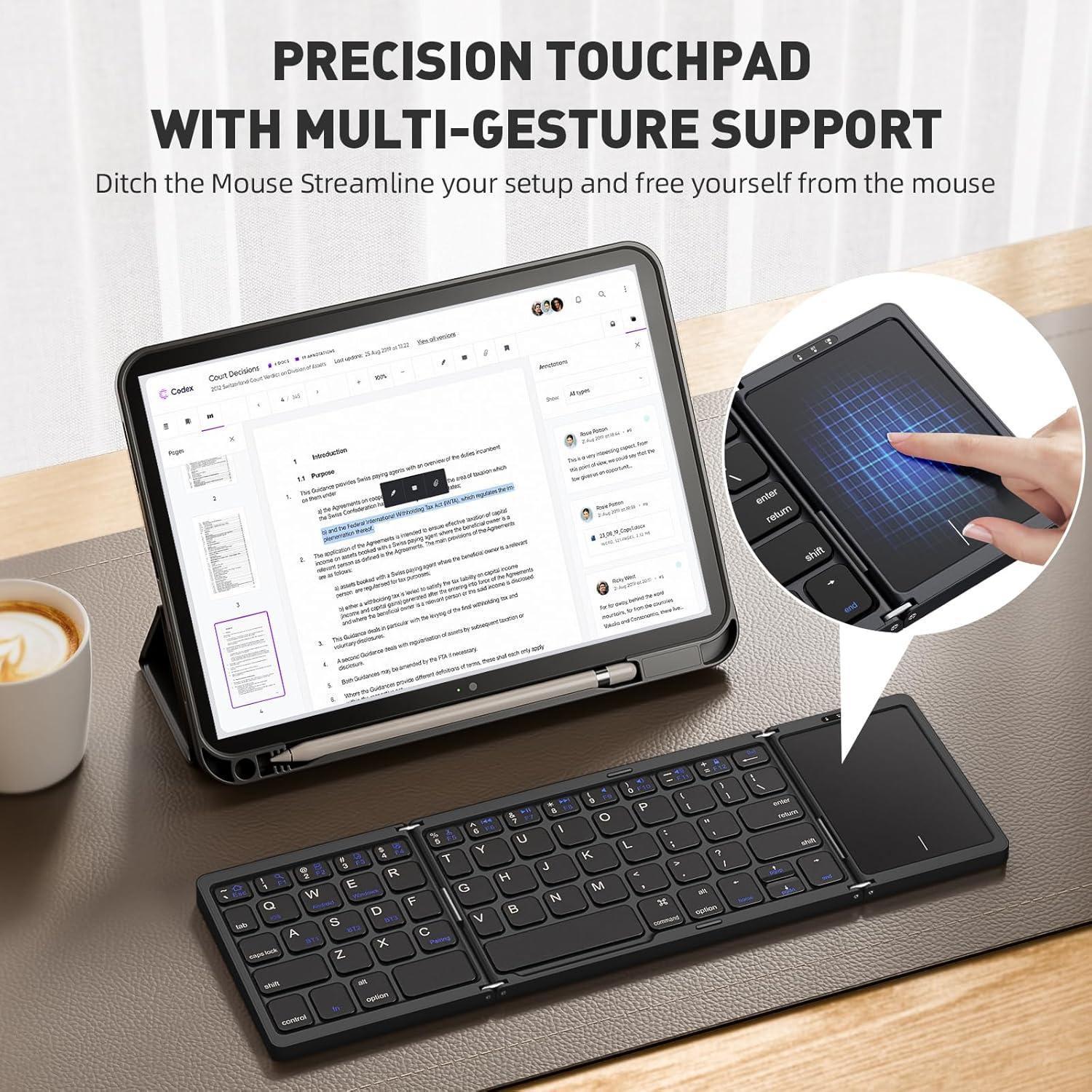 Teclado Bluetooth Plegable Msin-Store con Touchpad, Negro
