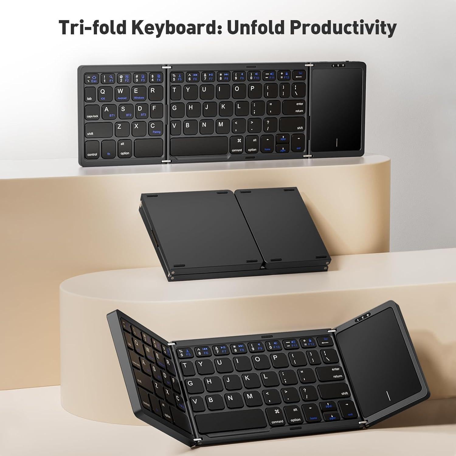 Teclado Bluetooth Plegable Msin-Store con Touchpad, Negro