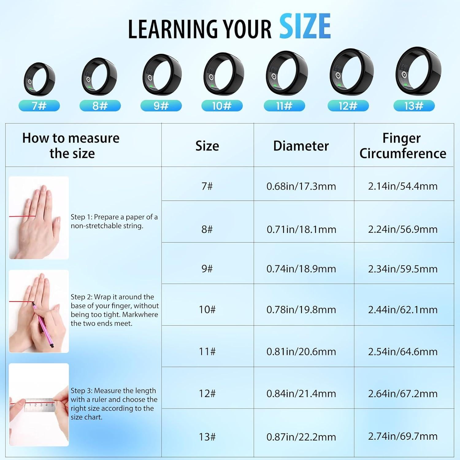 Anillo Inteligente NUDZENI #11 Monitoreo Salud IP68