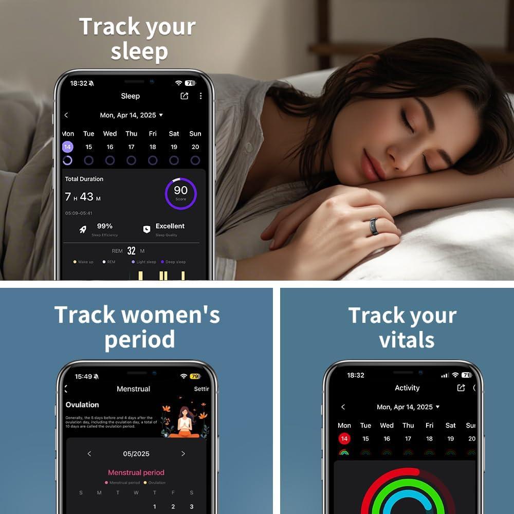 Anillo Inteligente UouNeaCo R08 Negro - Fitness y Salud 5ATM