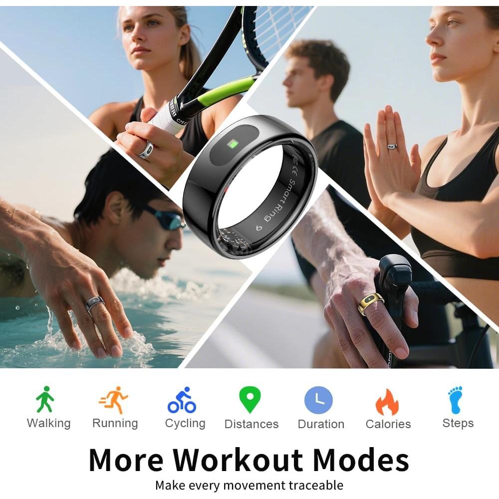 Anillo Inteligente UouNeaCo R08 Negro - Fitness y Salud 5ATM