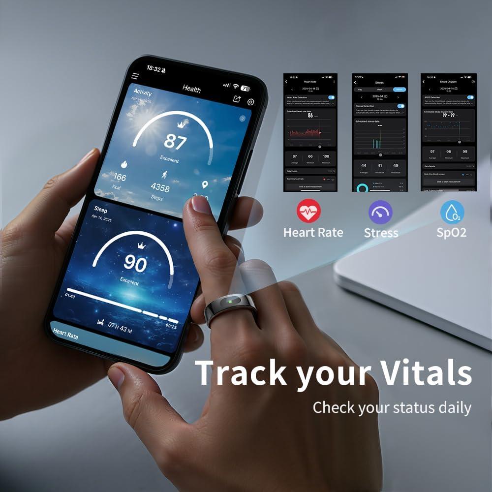 Anillo Inteligente UouNeaCo R08 Negro - Fitness y Salud 5ATM