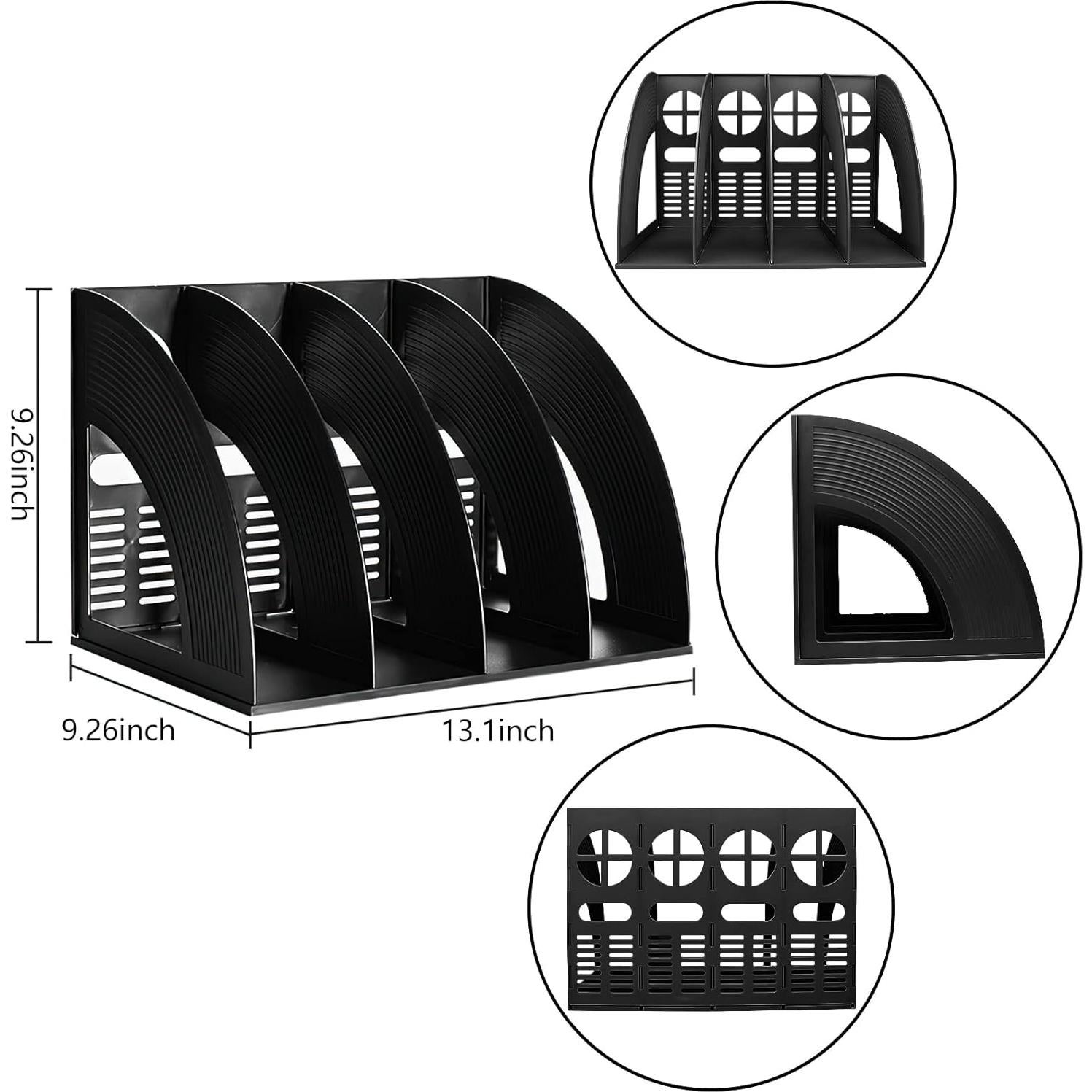 Soporte Vertical para Revistas Marte Vanci 4 Secciones Negro