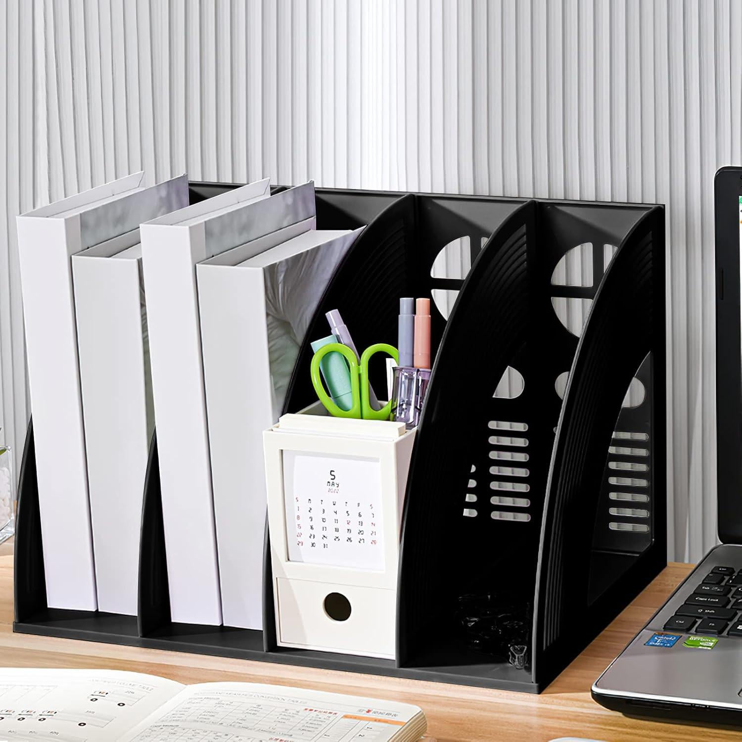 Soporte Vertical para Revistas Marte Vanci 4 Secciones Negro