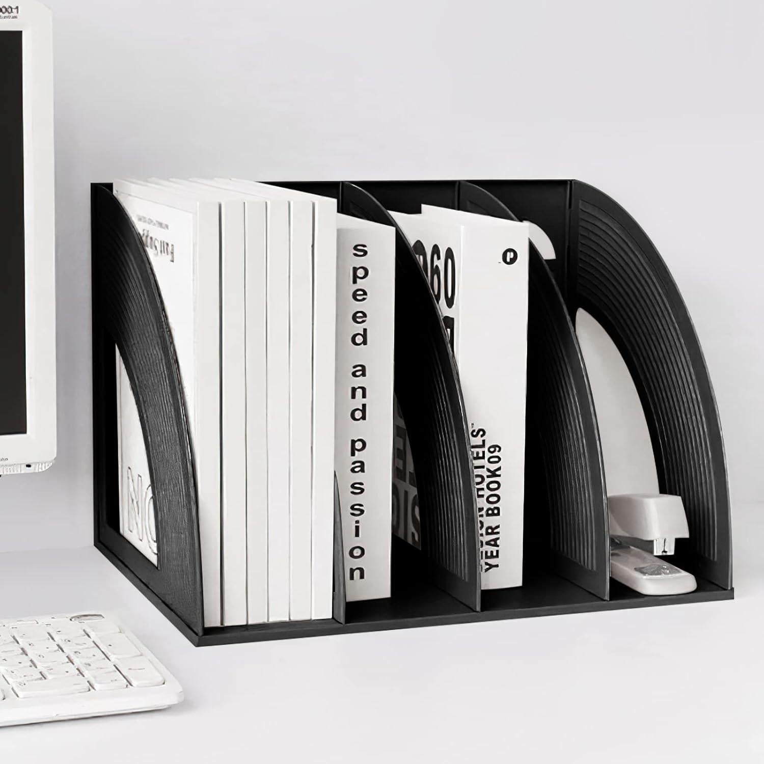 Soporte Vertical para Revistas Marte Vanci 4 Secciones Negro