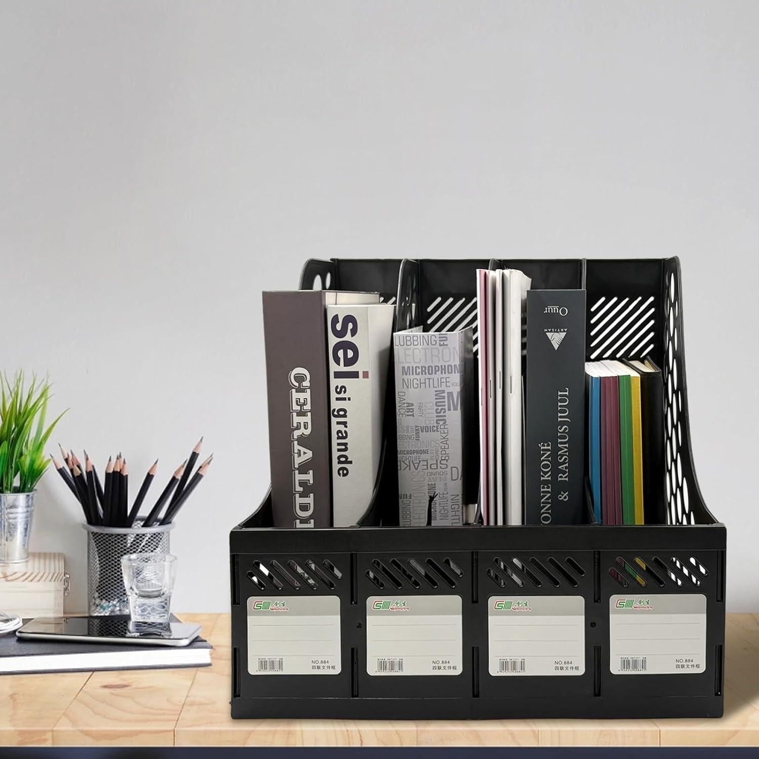 Organizador de Revistas Ysenchan Negro 4 Compartimentos 31.5x25.4x30.5cm