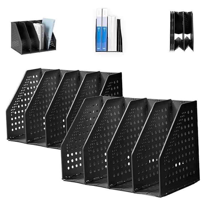 Soporte de Carpeta Vertical Deli TB506 Plegable Negro 4 Compartimentos