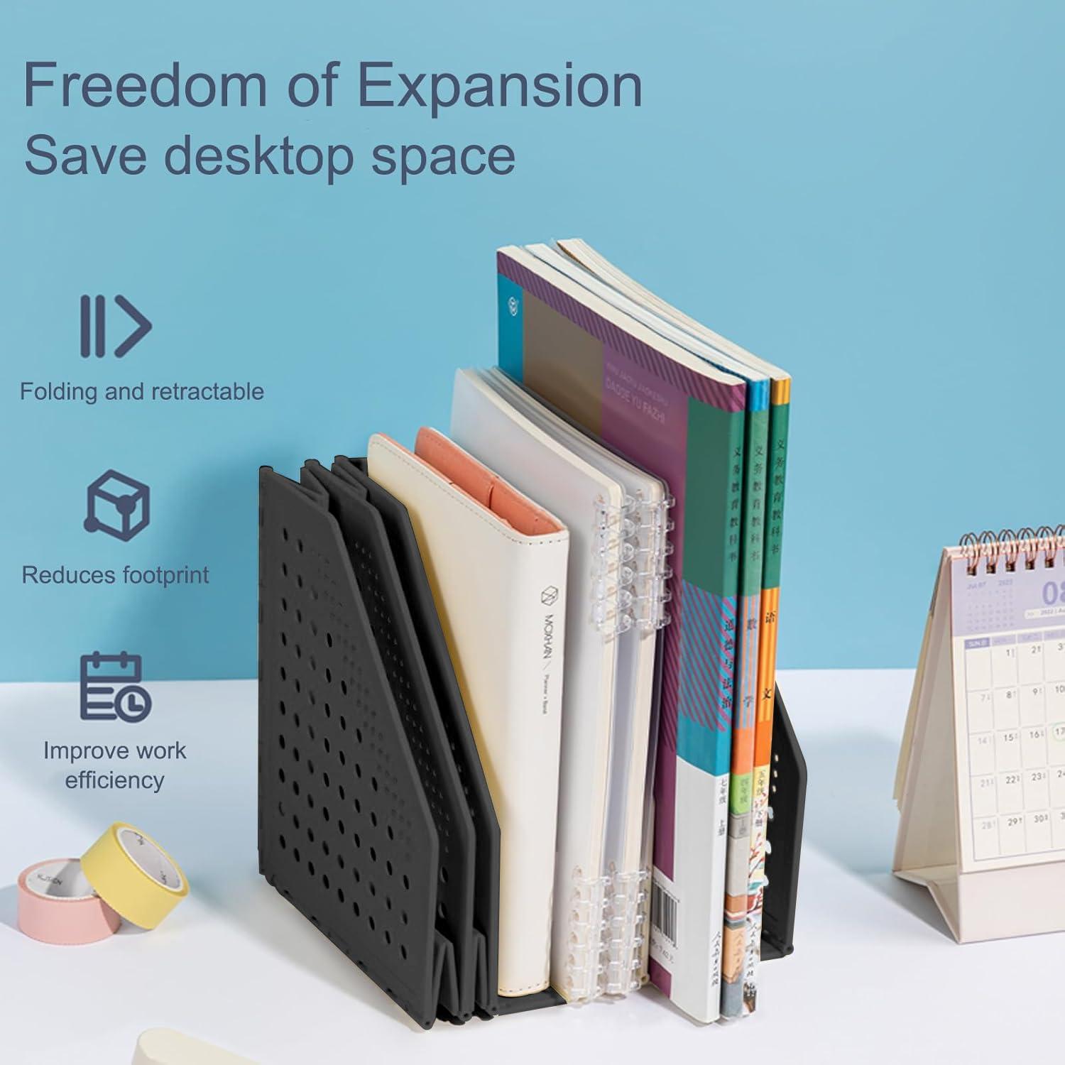 Soporte de Carpeta Vertical Deli TB506 Plegable Negro 4 Compartimentos