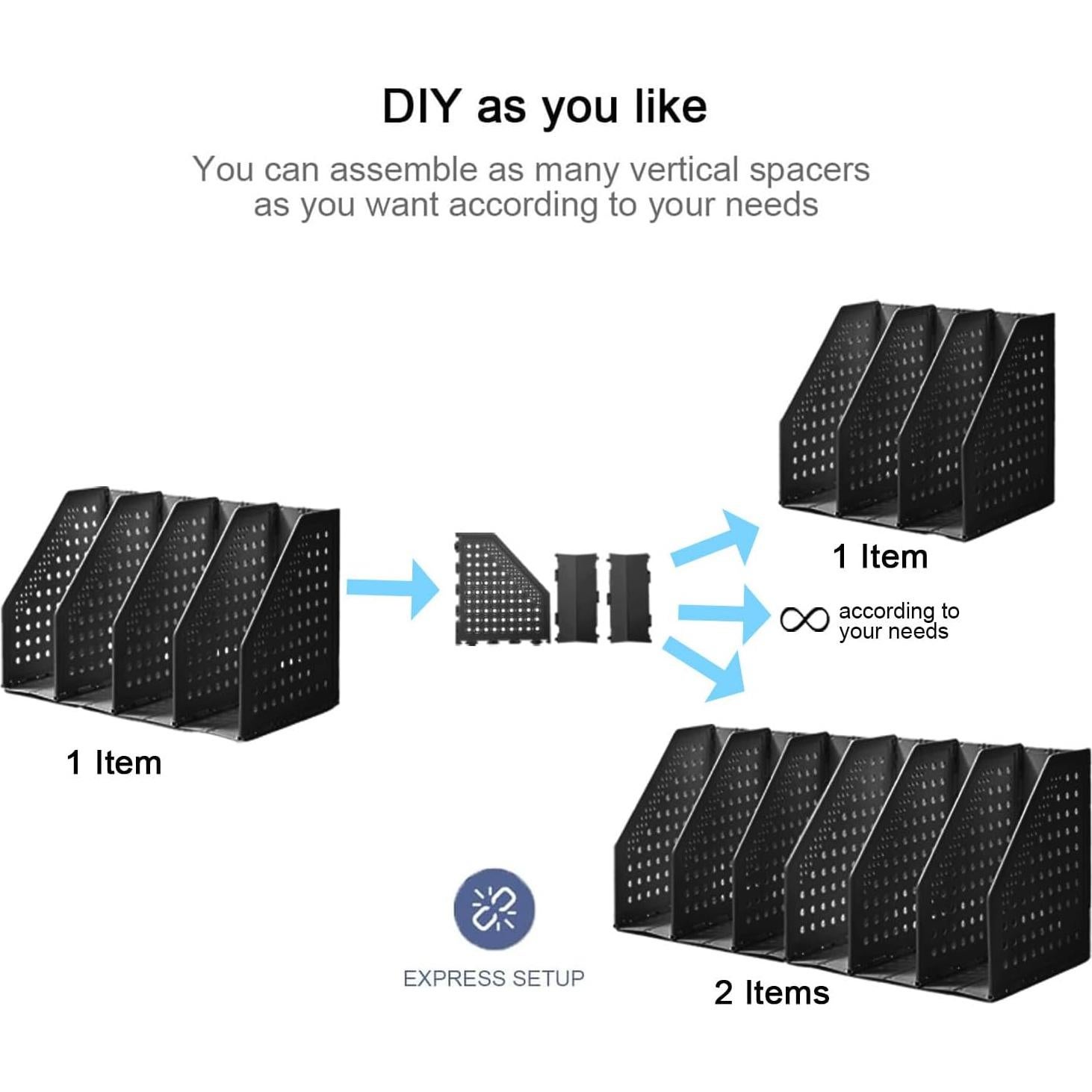 Soporte de Carpeta Vertical Deli TB506 Plegable Negro 4 Compartimentos