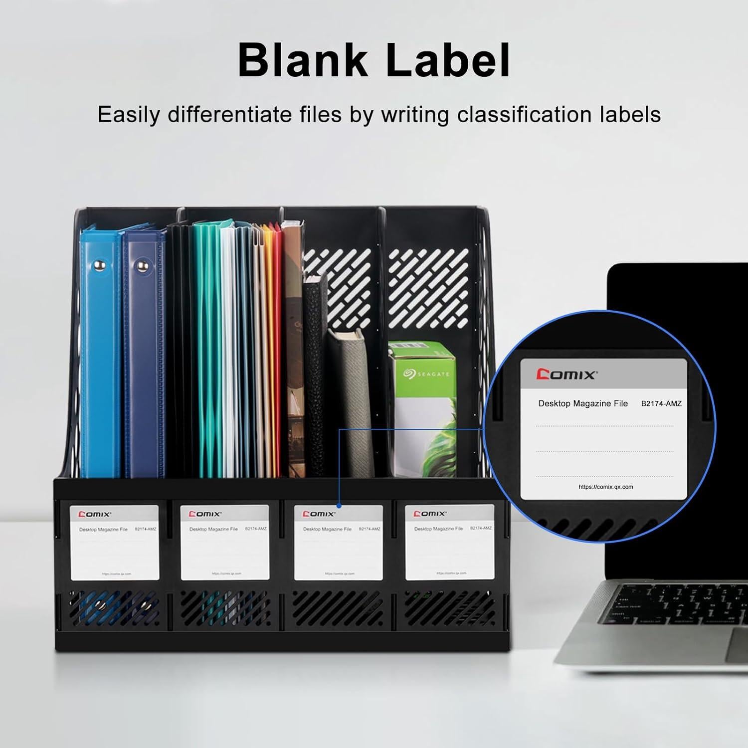 Soporte para Revistas Comix - Organizador de Escritorio 4 Compartimentos Negro