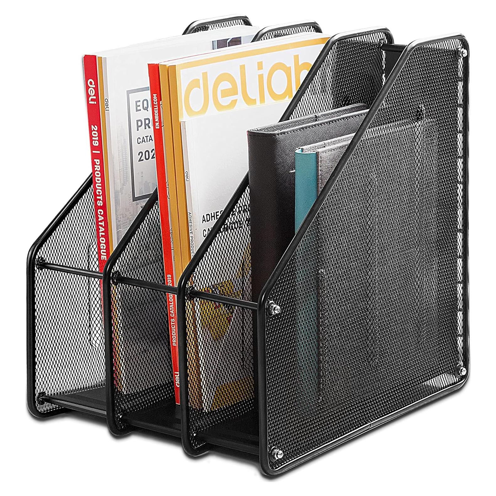 Soporte de Revistas Deli 3 Compartimentos Negro Organizador