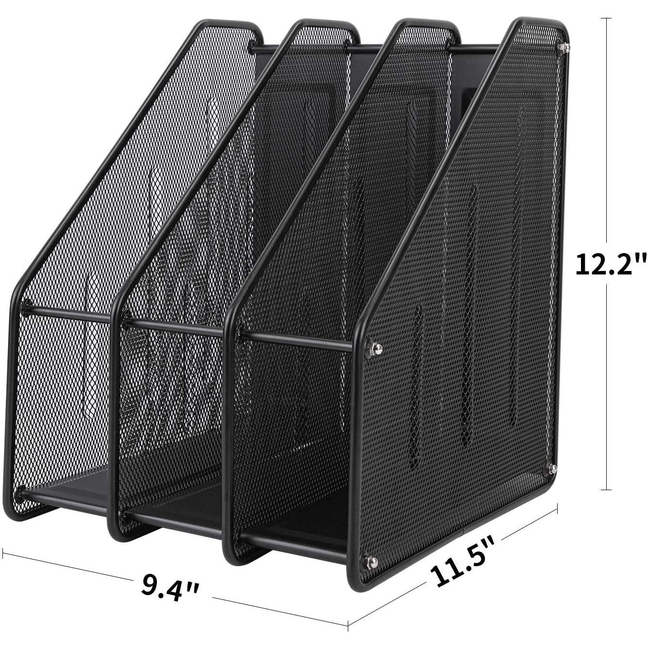 Soporte de Revistas Deli 3 Compartimentos Negro Organizador