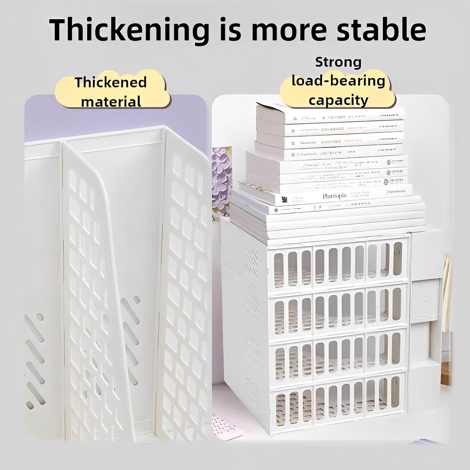 Soporte de Revistas ZQS Blanco, Organizador de Escritorio 4 Compartimentos