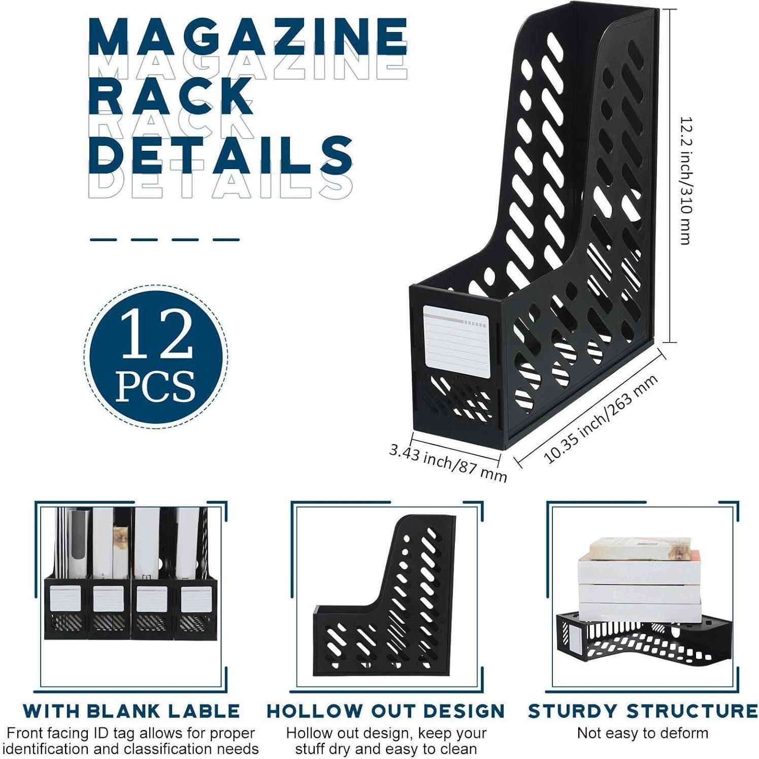 Organizador de Revistas Glenmal 12 Piezas Plegable Negro