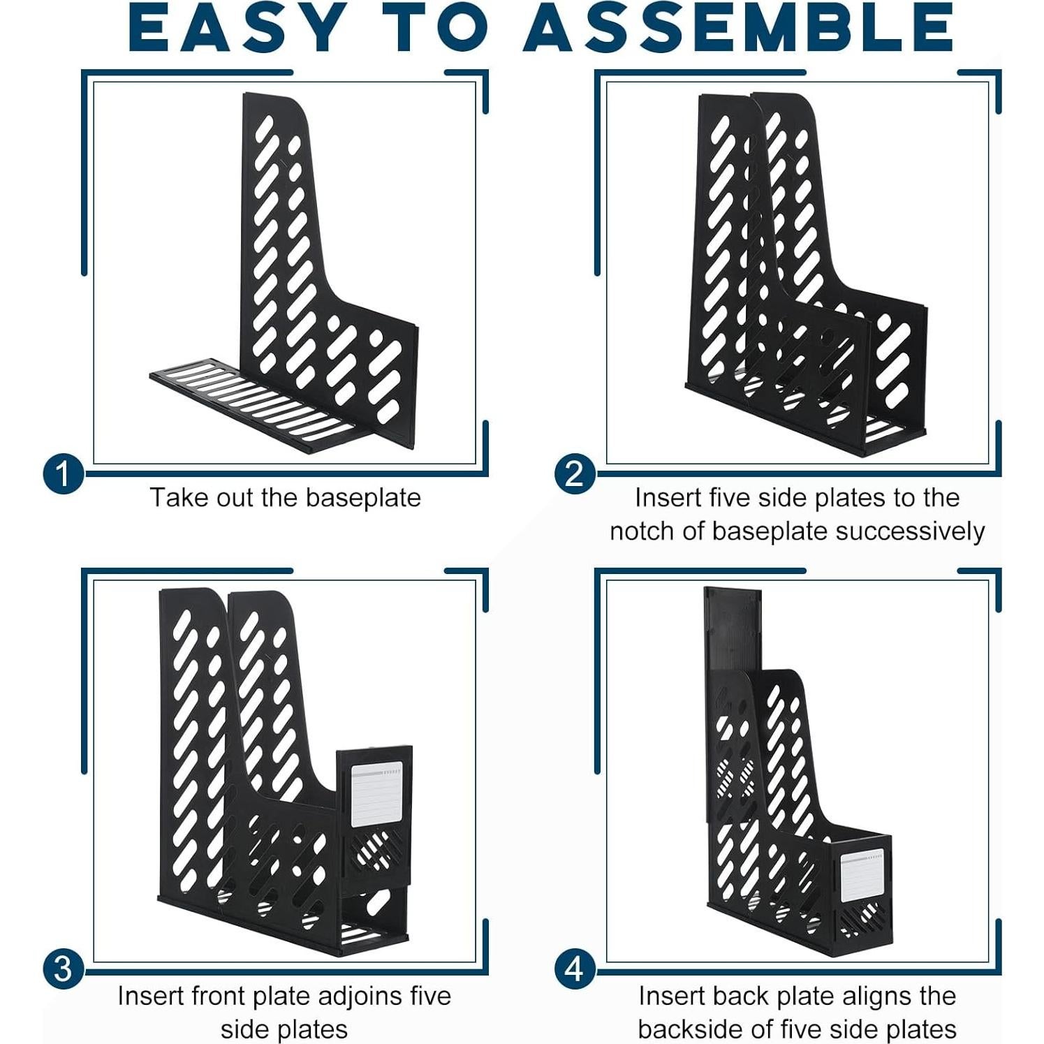Organizador de Revistas Glenmal 12 Piezas Plegable Negro