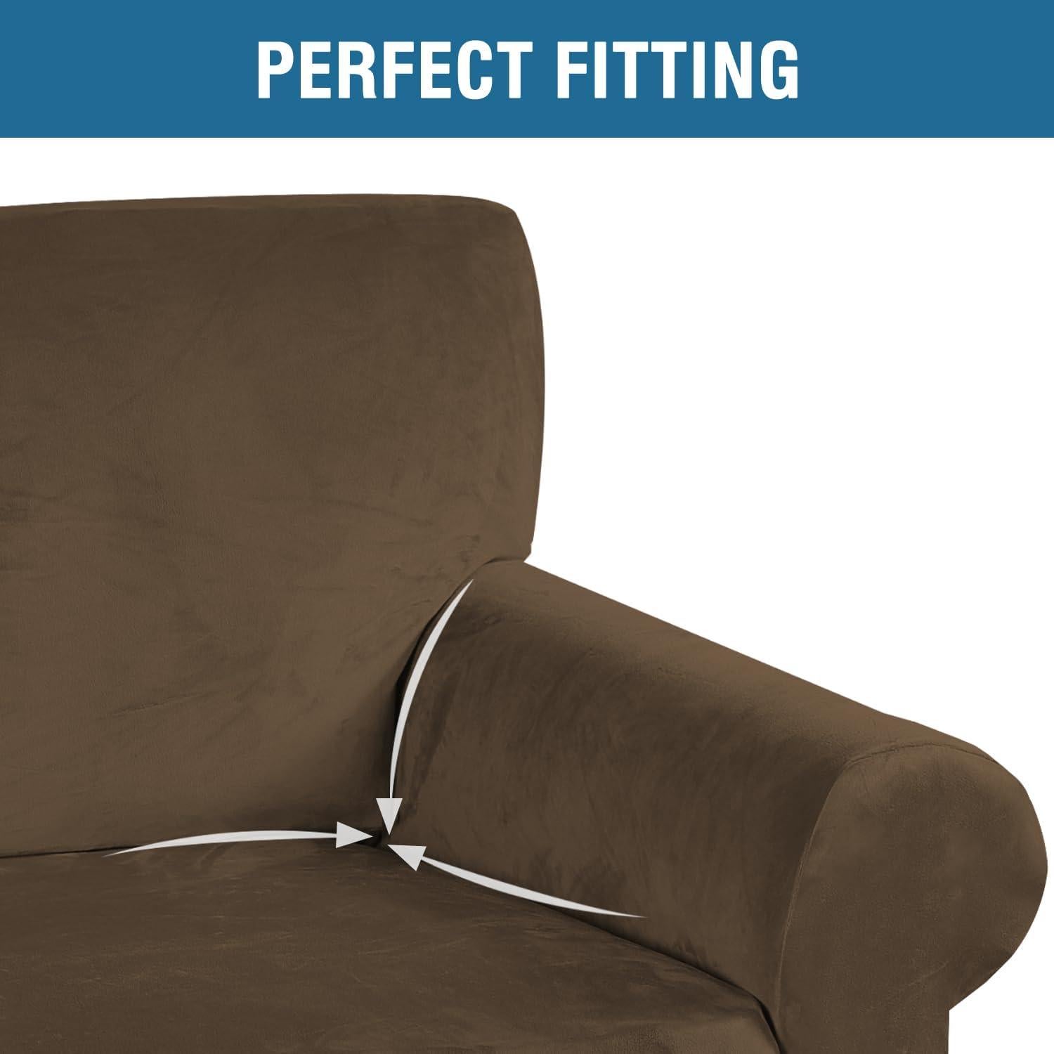 Funda de Sofá H.VERSAILTEX Terciopelo 2 Cojines Marrón 147-183 cm