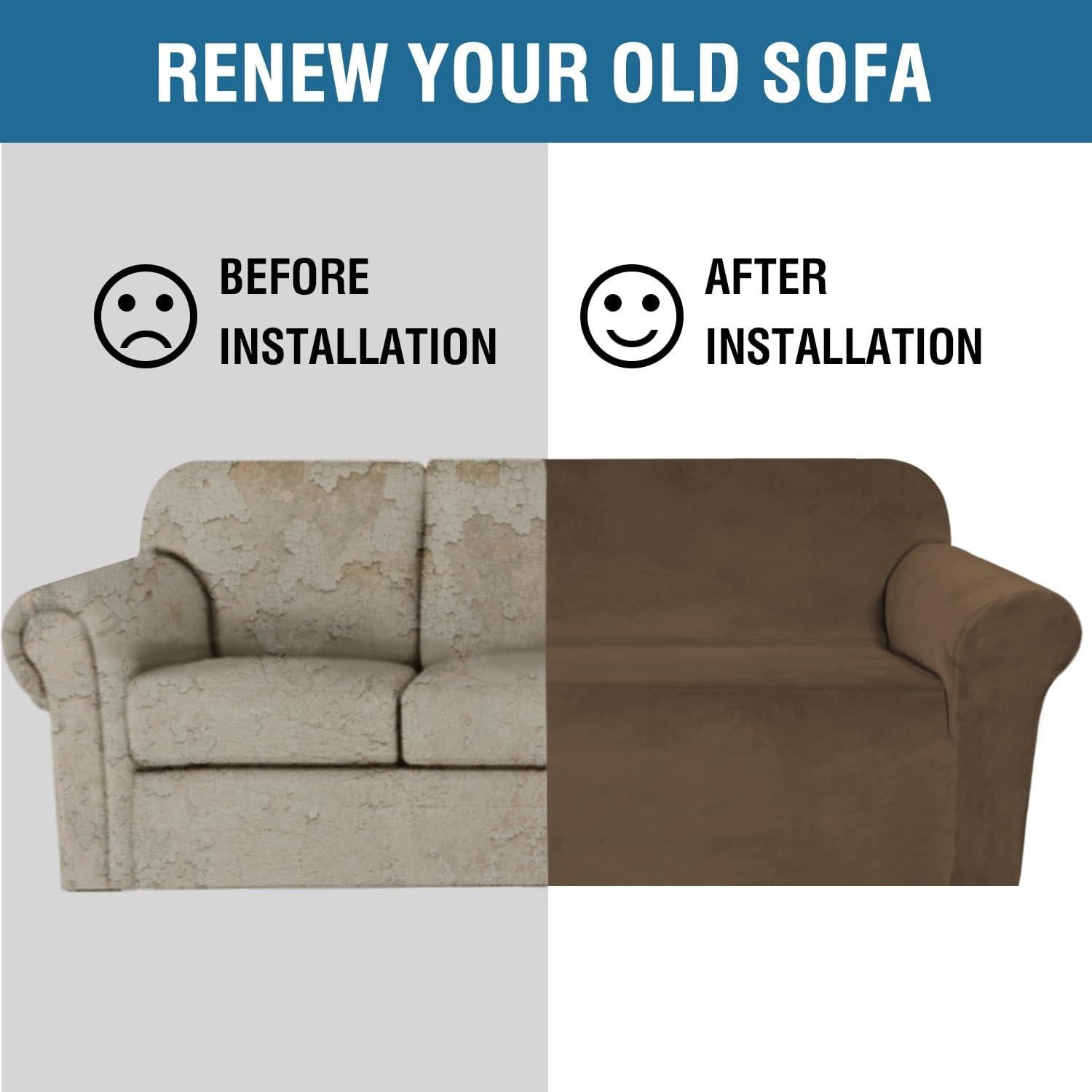 Funda de Sofá H.VERSAILTEX Terciopelo 2 Cojines Marrón 147-183 cm