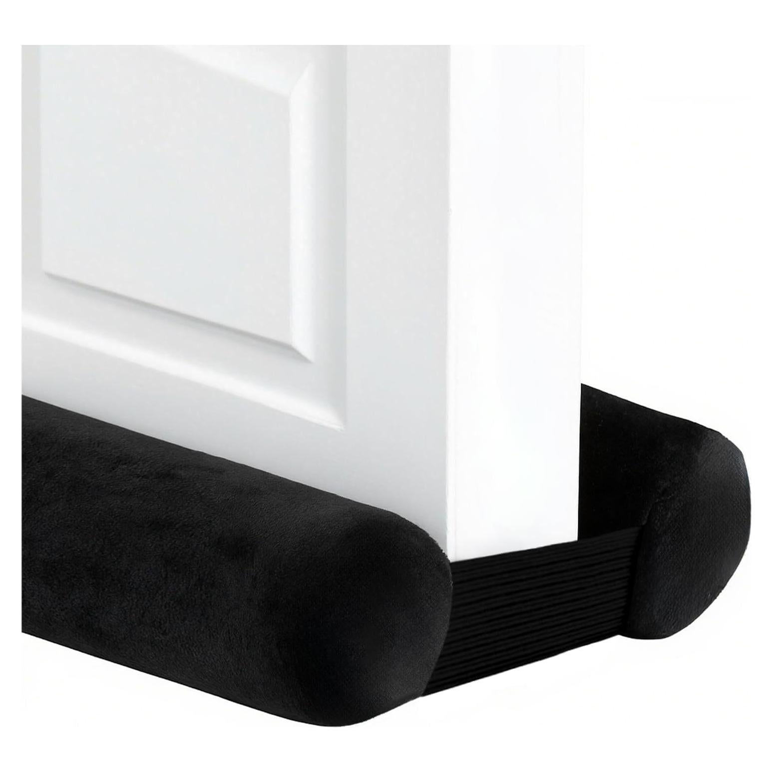 Thin Draft Stopper for Bottom of Door, 30'' to 36'' Under Door Gap Filler, Soundproof Door, Adjustable Fit – Double Side Block Design, Keeps Noise,Smell,Light and Warmth/Cold (Black, 30" to 36")