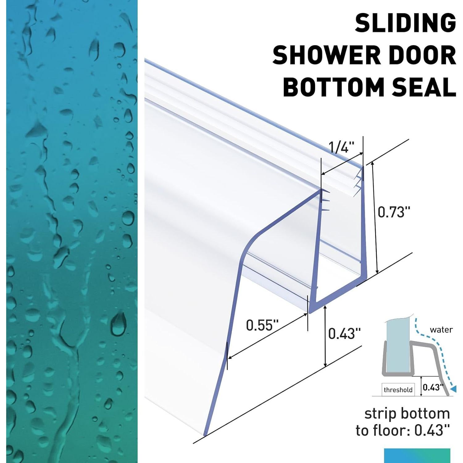Sello Inferior para Puerta de Ducha Deslizante FCSOTSPS 2 Piezas