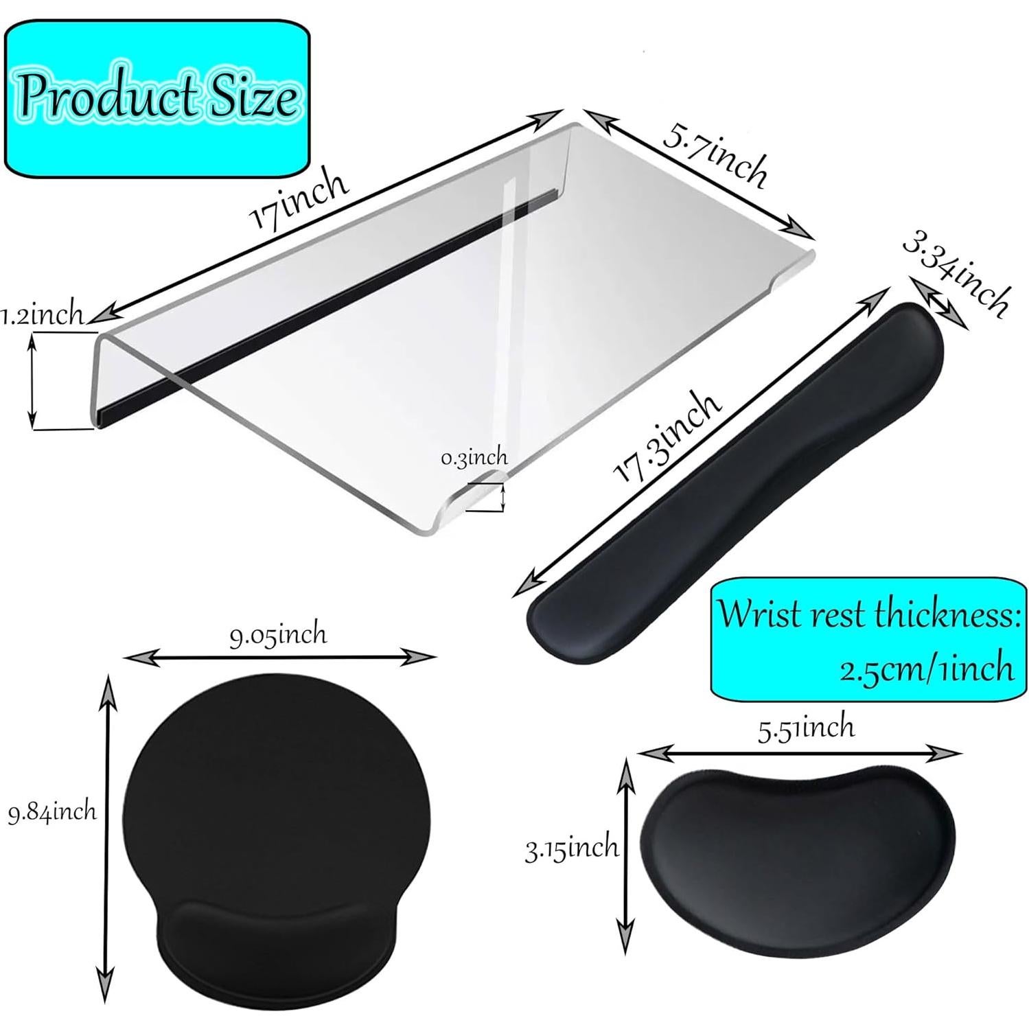 Juego de 4 Soportes de Teclado Acrílico con Almohadillas Ergonómicas