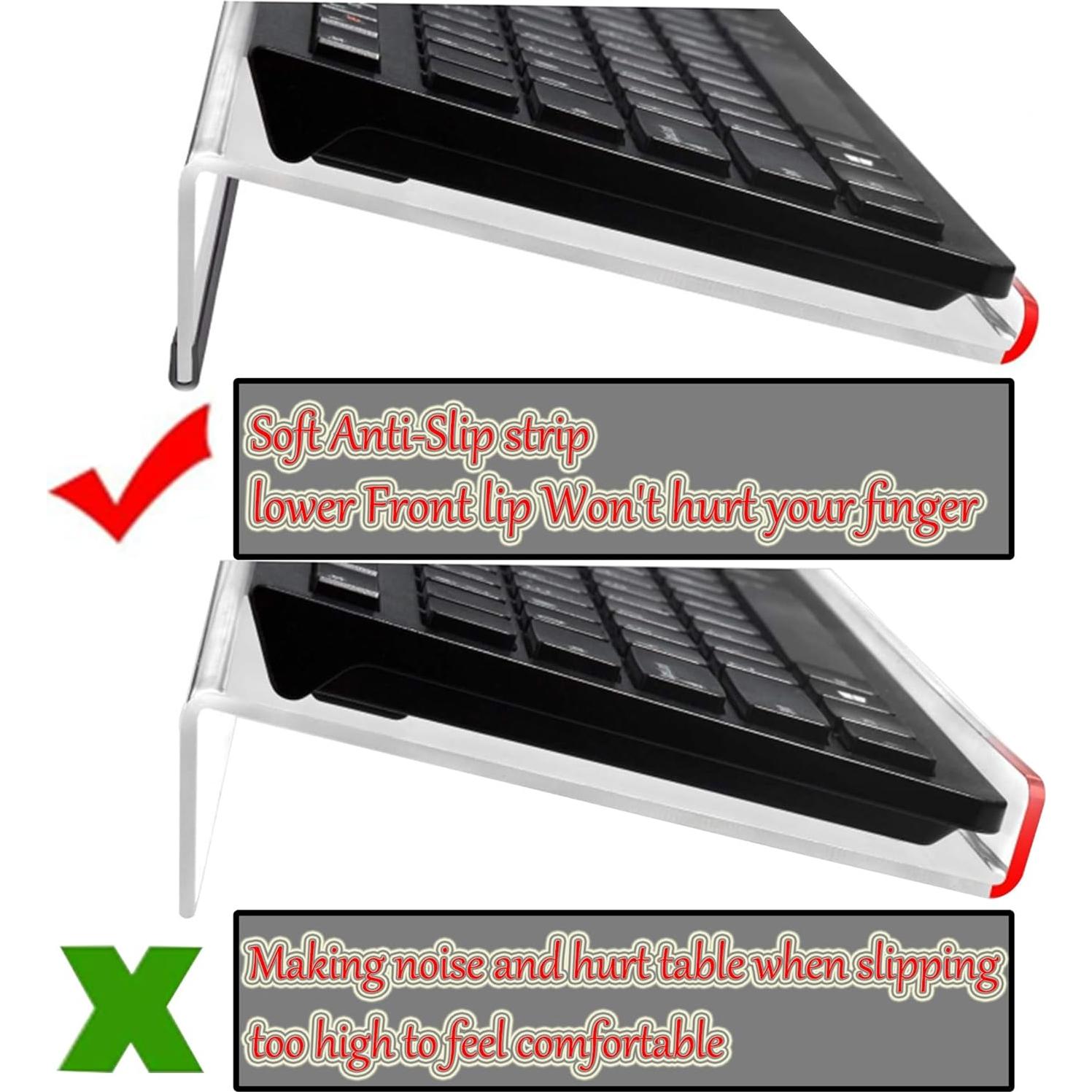 Juego de 4 Soportes de Teclado Acrílico con Almohadillas Ergonómicas