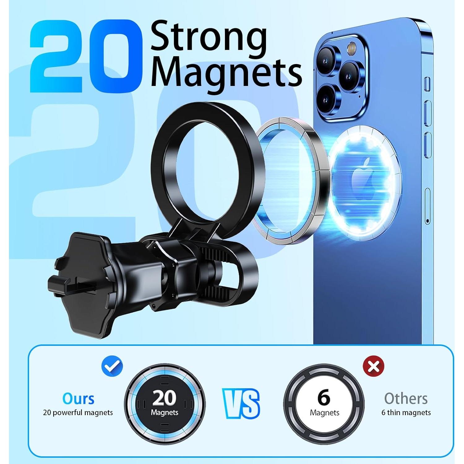 Soporte Magnético para Coche Bokilino MagSafe Ajustable Negro