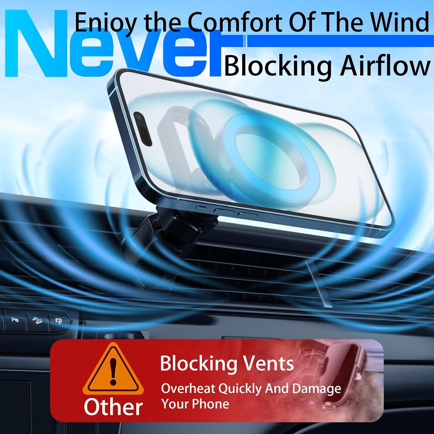 Soporte Magnético para Coche Bokilino MagSafe Ajustable Negro