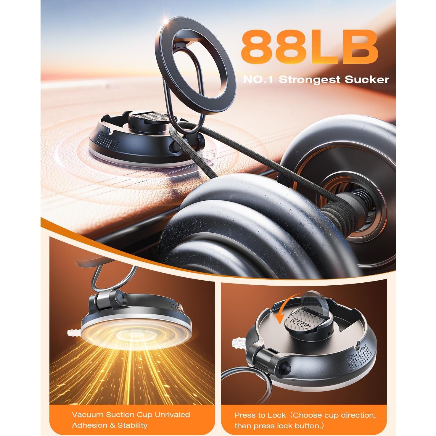 Soporte de Coche Magnético SUPERONE para iPhone MagSafe - Ultra Compacto