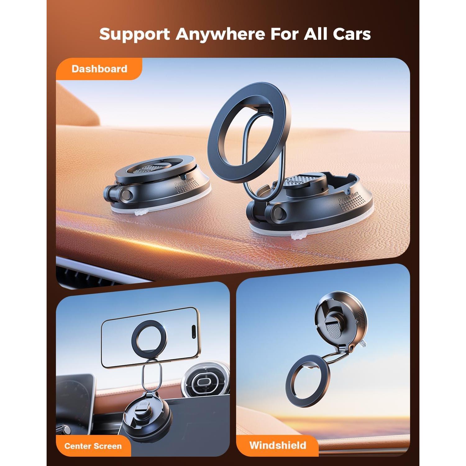 Soporte de Coche Magnético SUPERONE para iPhone MagSafe - Ultra Compacto