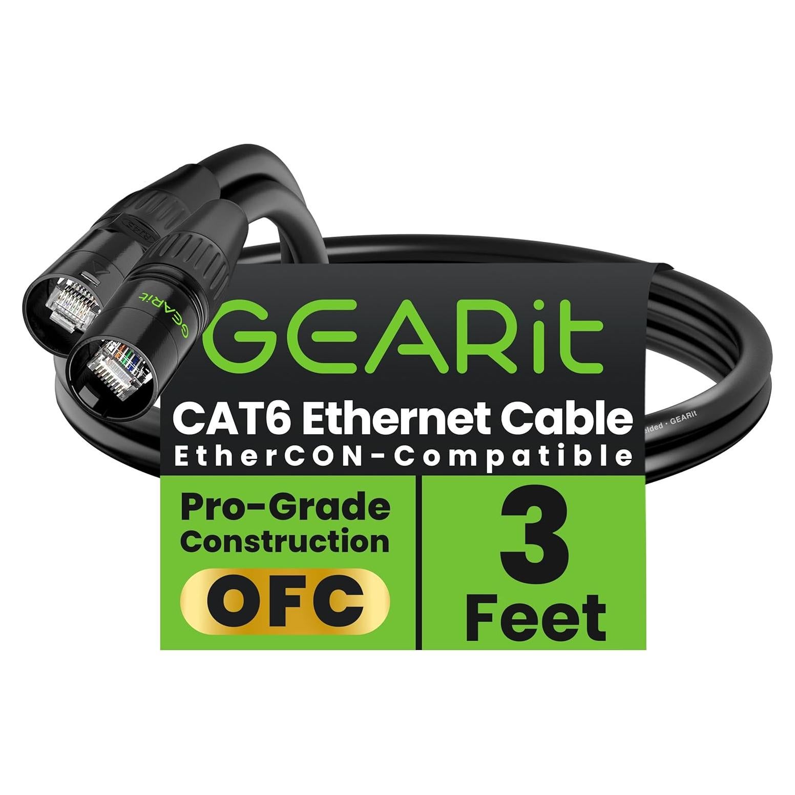 Cable Ethernet CAT6 Blindado GEARit 0.91m para Audio y DMX