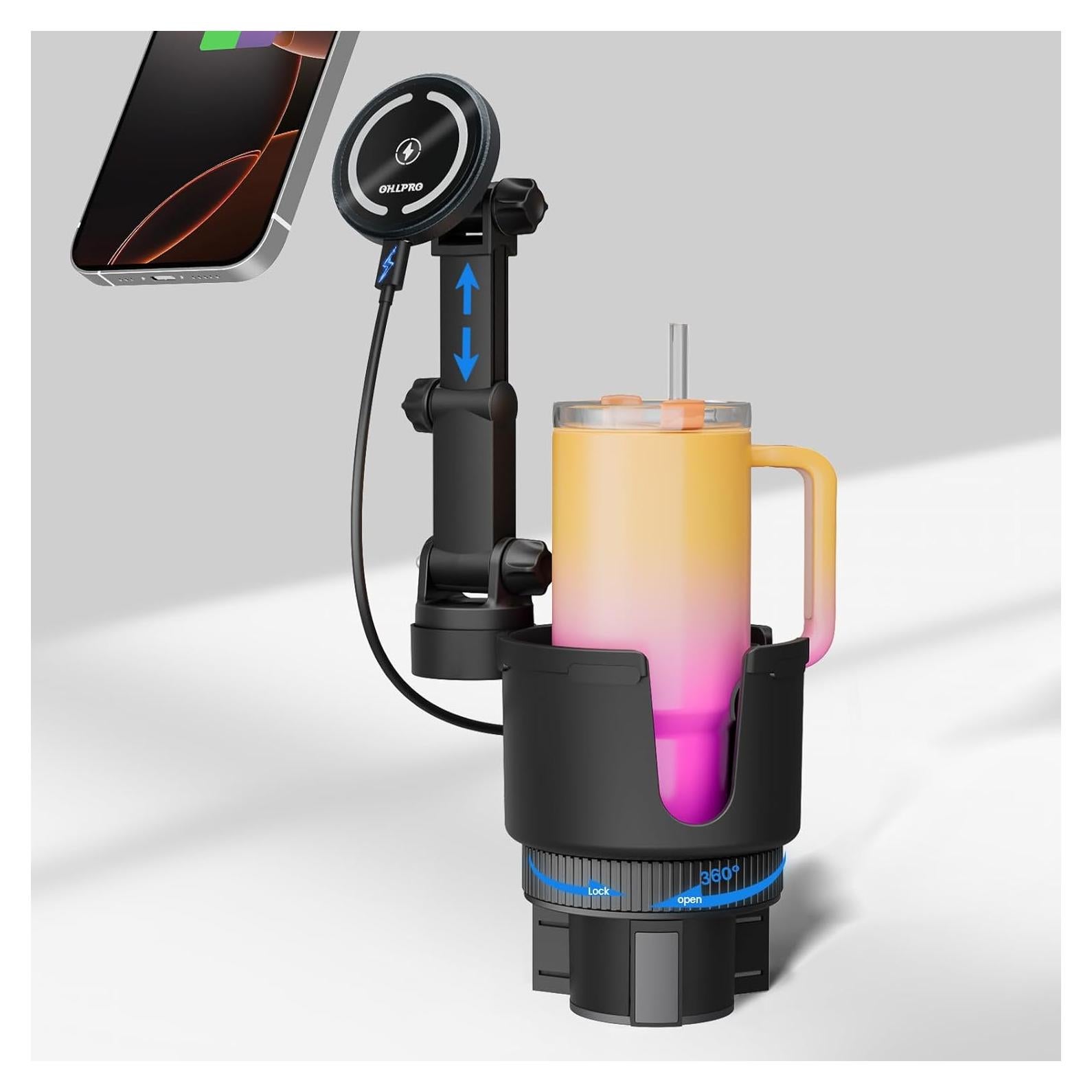 Soporte Cargador de Coche MagSafe OHLPRO 15W Ajustable Gris