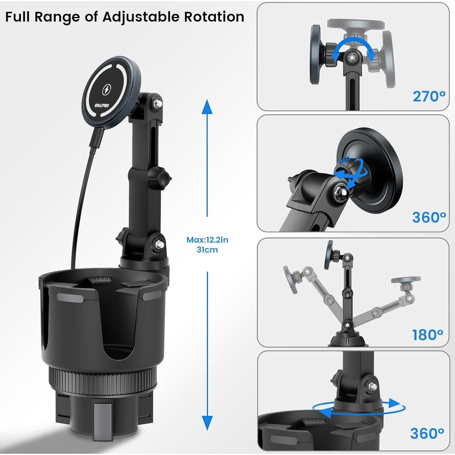 Soporte Cargador de Coche MagSafe OHLPRO 15W Ajustable Gris