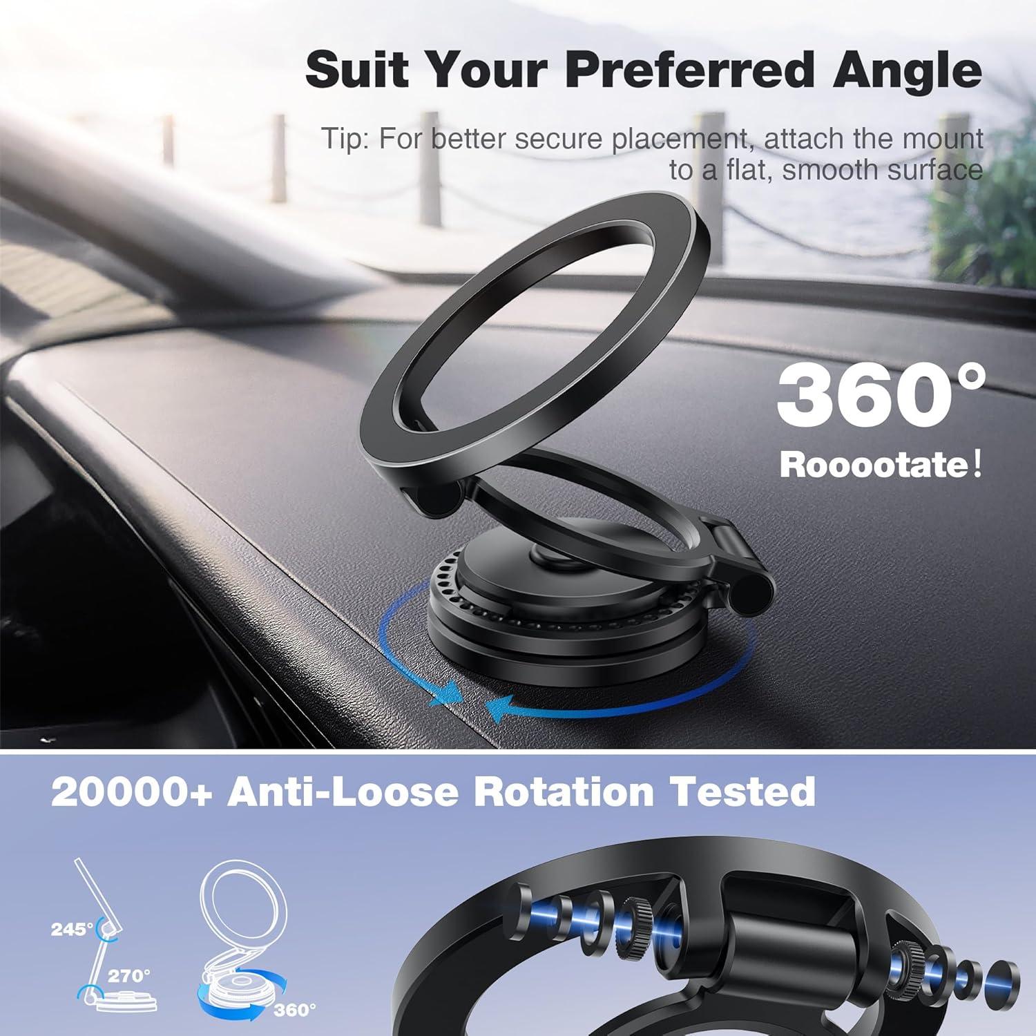 Soporte para teléfono en coche GolbinBox MagSafe Negro 360°