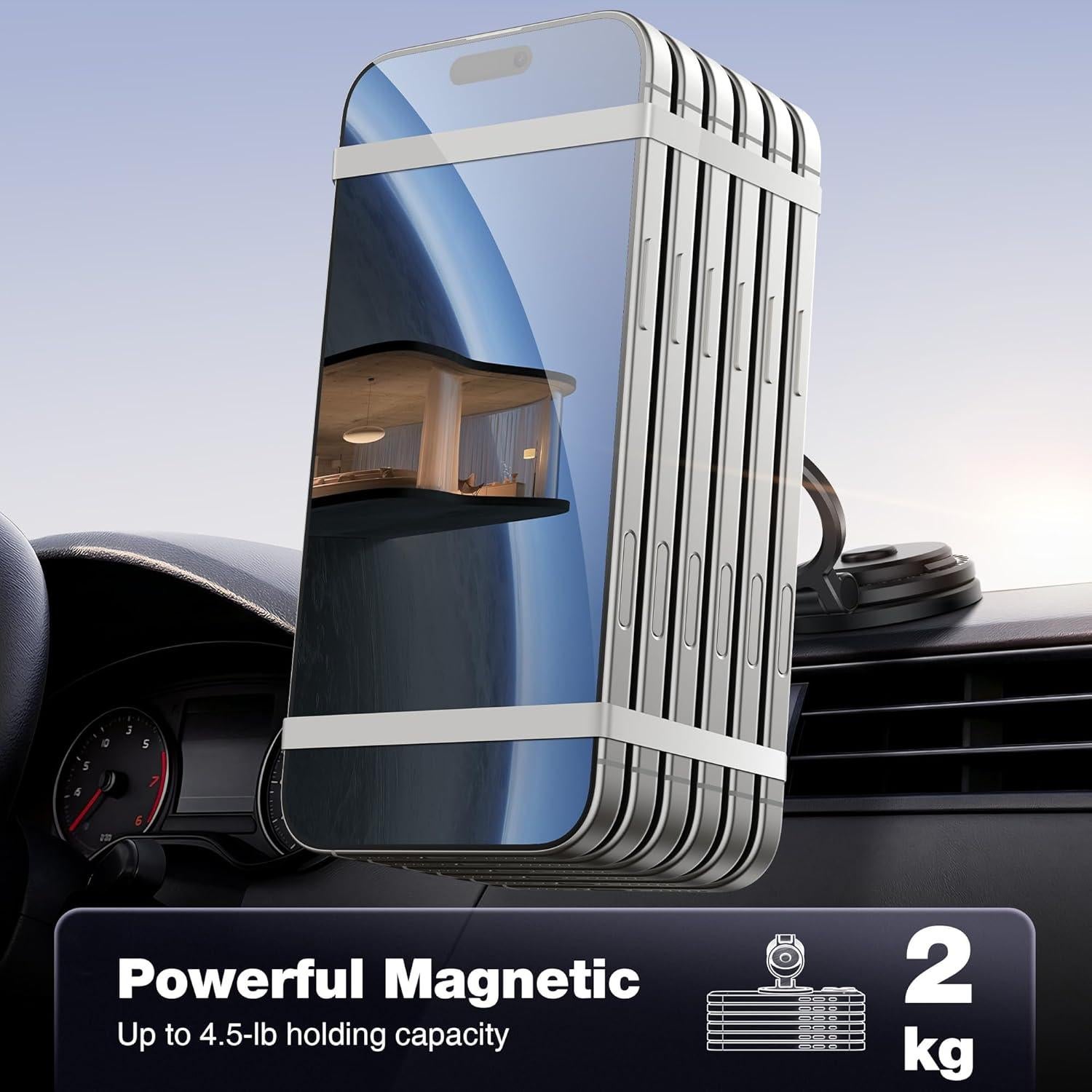 Soporte para teléfono en coche GolbinBox MagSafe Negro 360°