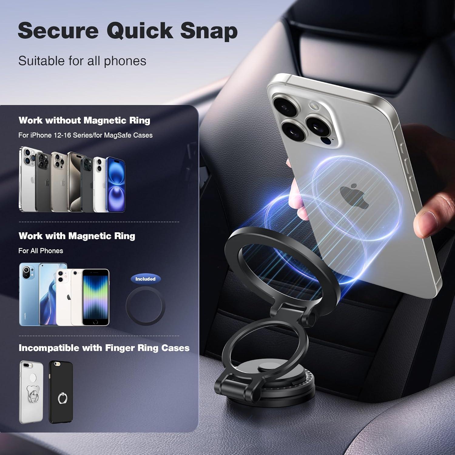 Soporte para teléfono en coche GolbinBox MagSafe Negro 360°