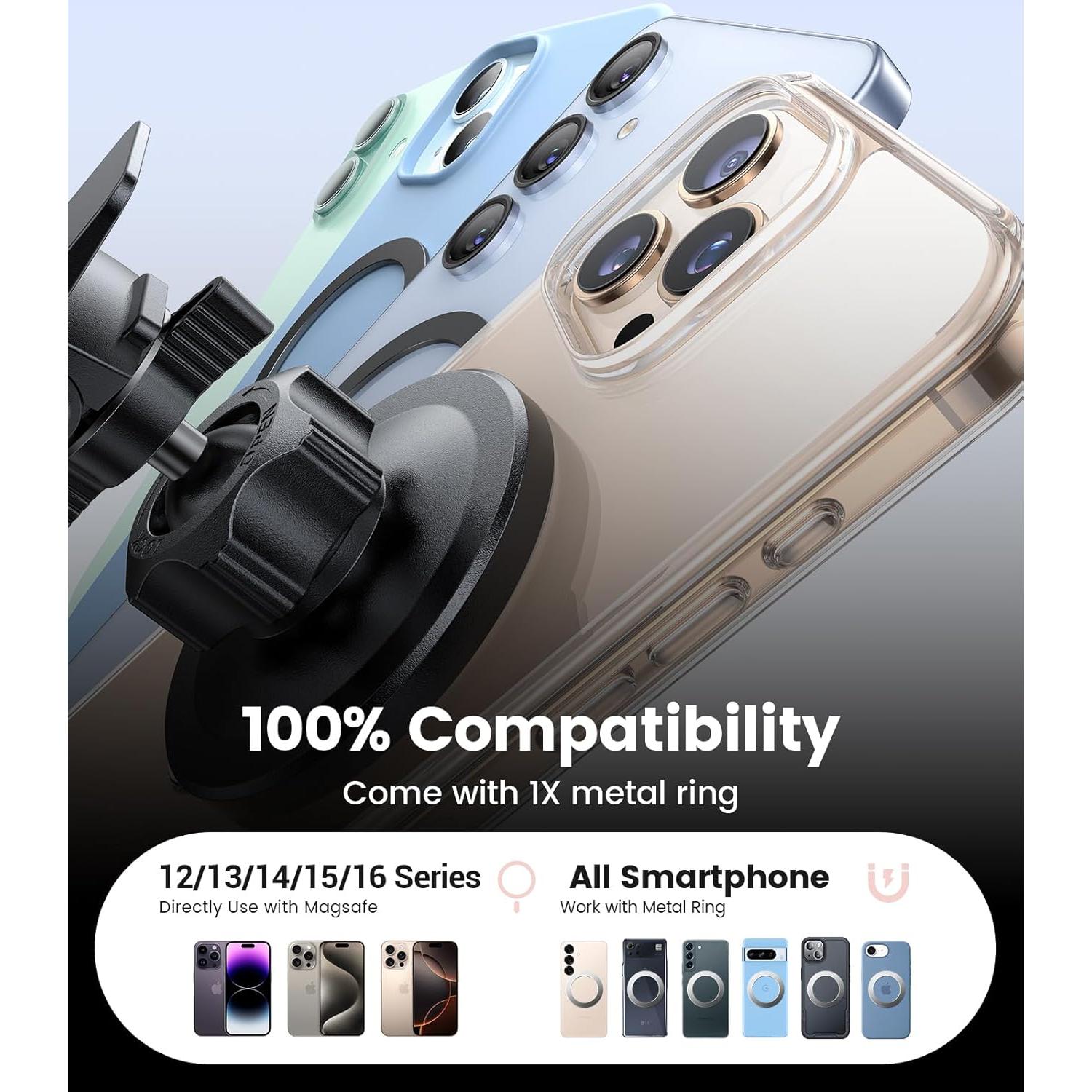 Soporte de Coche MagSafe VICSEED Negro - Ajustable 360°