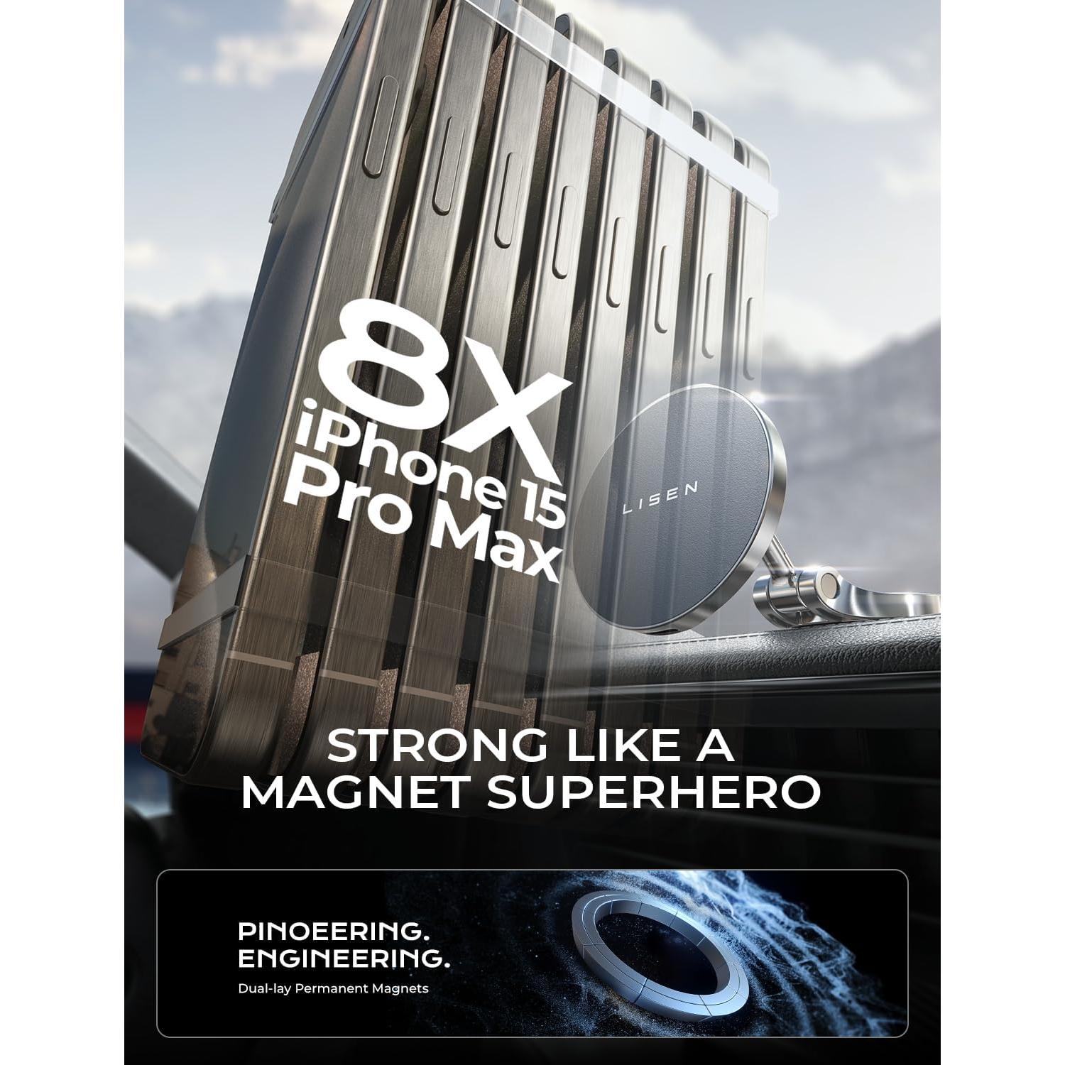 Soporte Cargador Inalámbrico MagSafe LISEN Negro 360° para iPhone