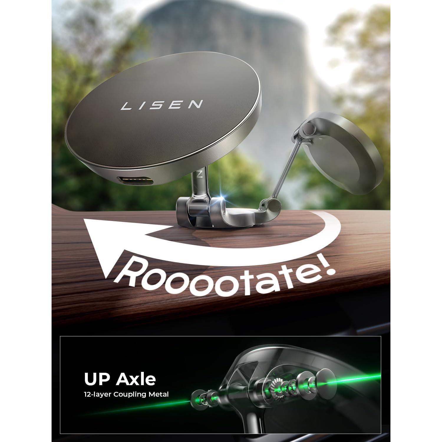 Soporte Cargador Inalámbrico MagSafe LISEN Negro 360° para iPhone