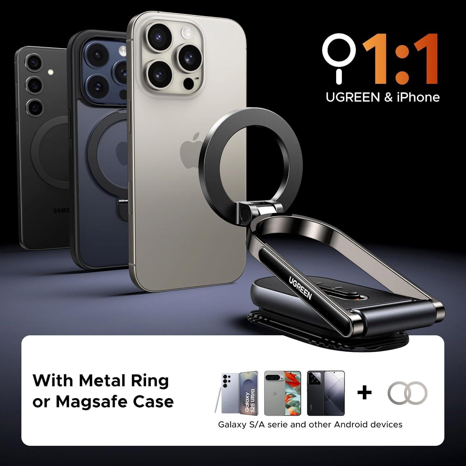 Soporte Magnético para Coche UGREEN con Rotación 360° para iPhone