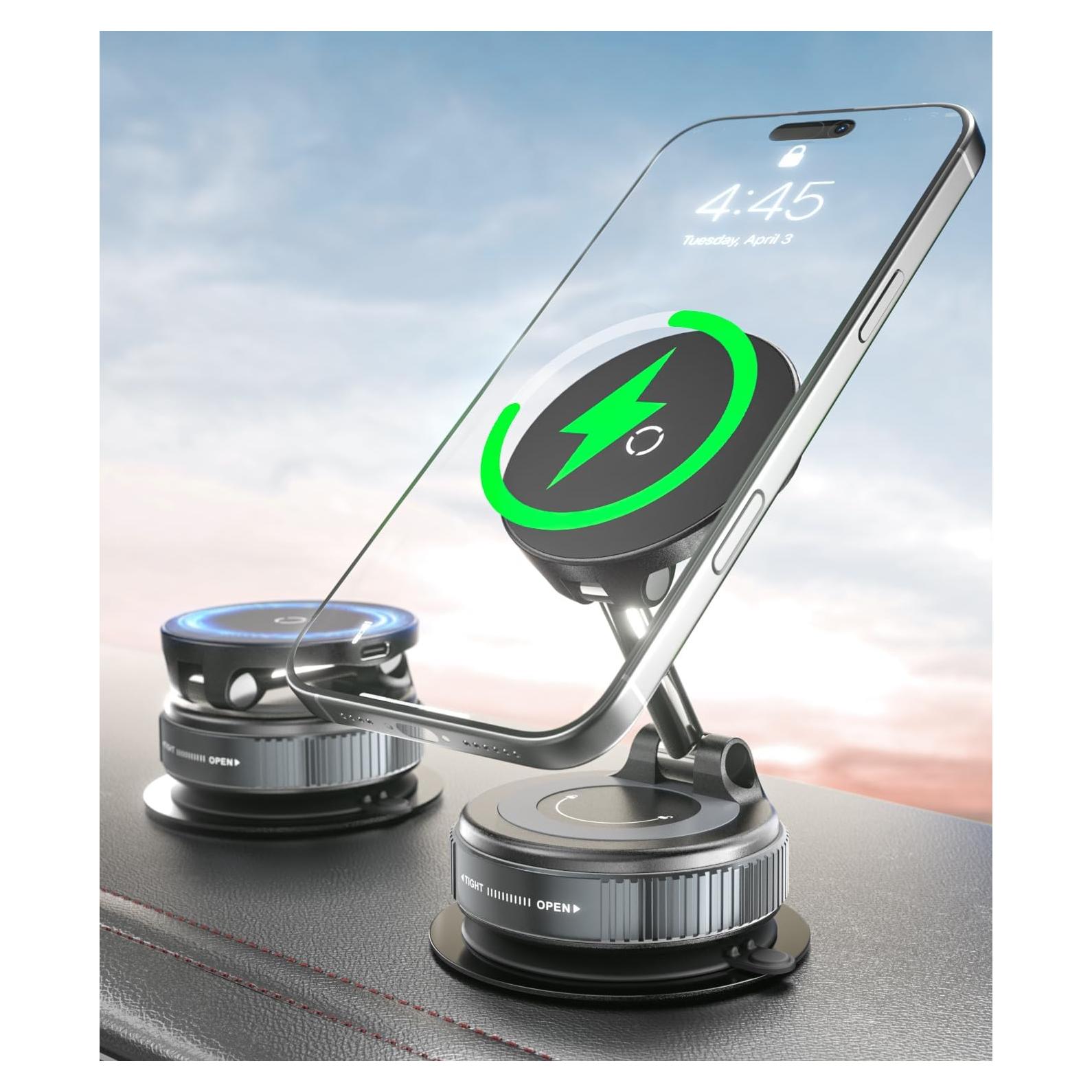 Soporte para teléfono en coche CloudValley carga inalámbrica 15W