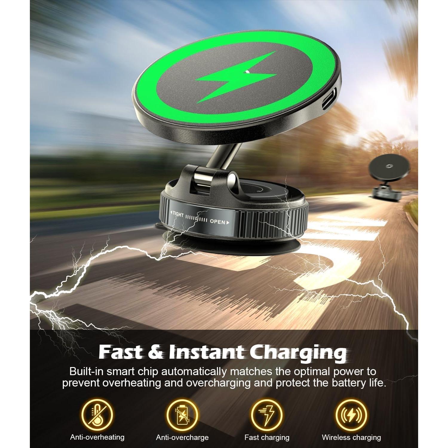 Soporte para teléfono en coche CloudValley carga inalámbrica 15W